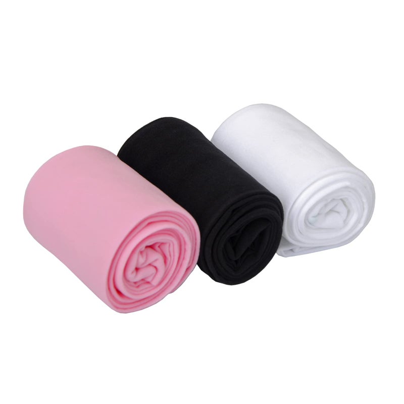 EVERSWE 3 Pairs Pack Girls Microfiber Tights Multiple Colors (White/Black/Pink, 8-10) - Image 1